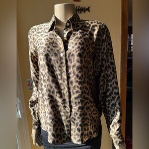 Gerard Darel 100% Silk Charmeuse Leopard Blouse
